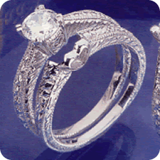 Antique style, vintage look, solitaire Tacori engagement ring