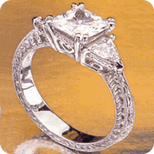 Antique style, princess cut diamond, Tacori engagement ring