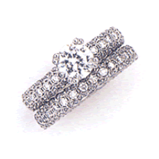 Antique Style Pave Round Diamond Engagement Ring