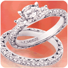 Vintage Look Diamond Scalloped Wedding Ring