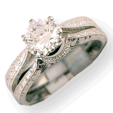 Antique Style Solitaire Wedding Ring with a Vintage Look