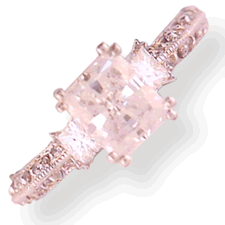 Antique Style Princess Cut Diamond Engagement Ring