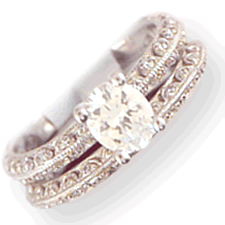 Vintage Look Diamond Wedding Rings with Scalloped Look