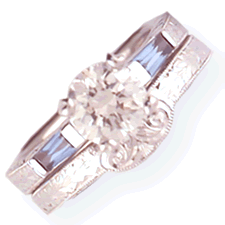 Vintage Look Diamond Engagement Ring with Antique Style