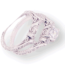 Antique Style Hand Engraved Wedding Ring