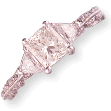 Antique Style Princess Cut Diamond Engagement Ring